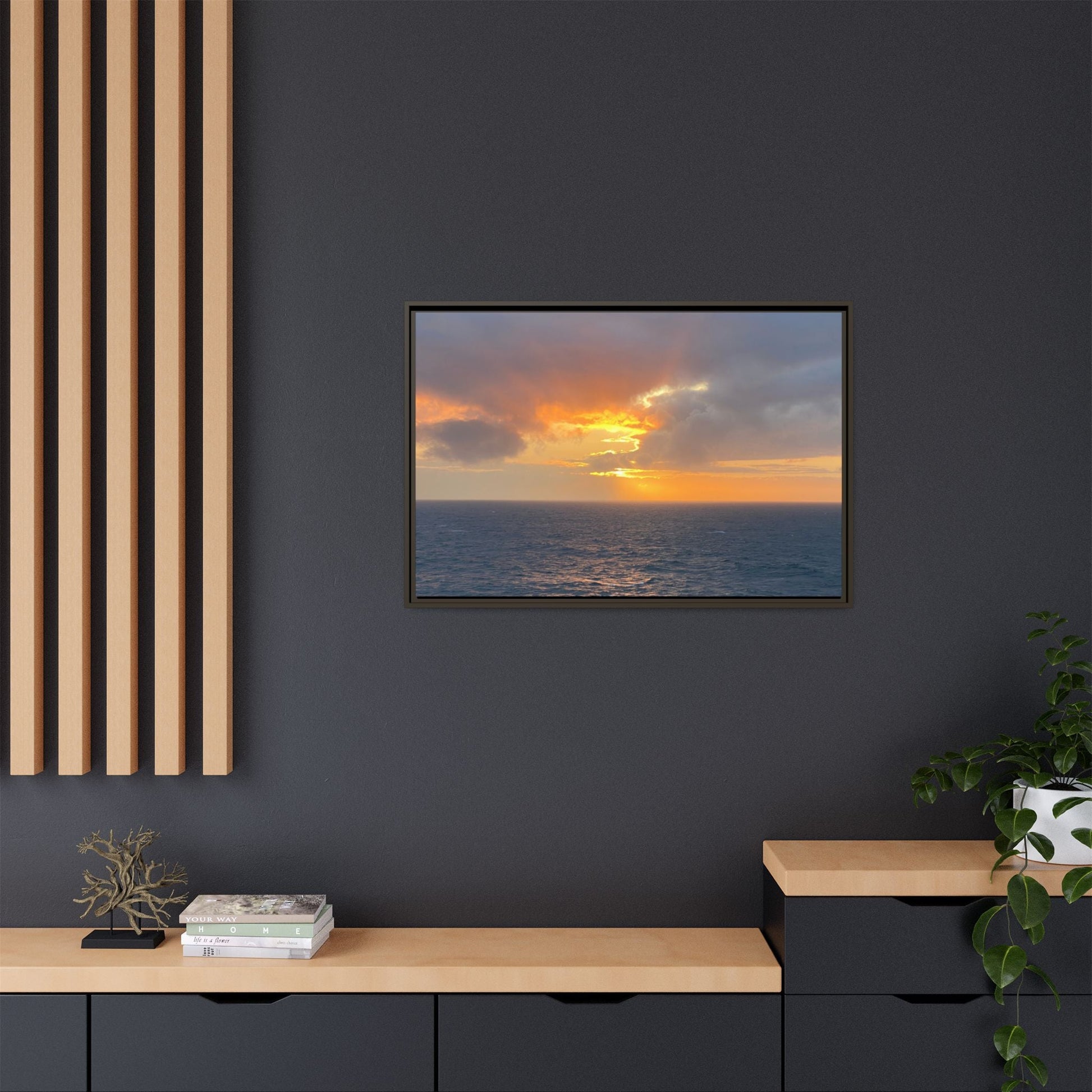 Stormy Sunset Over the Sea – Dramatic Ocean Canvas Wall Art | Moody Coastal Photography Print – 60" x 40" (Horizontal) Canvas for beach theme (56 view)