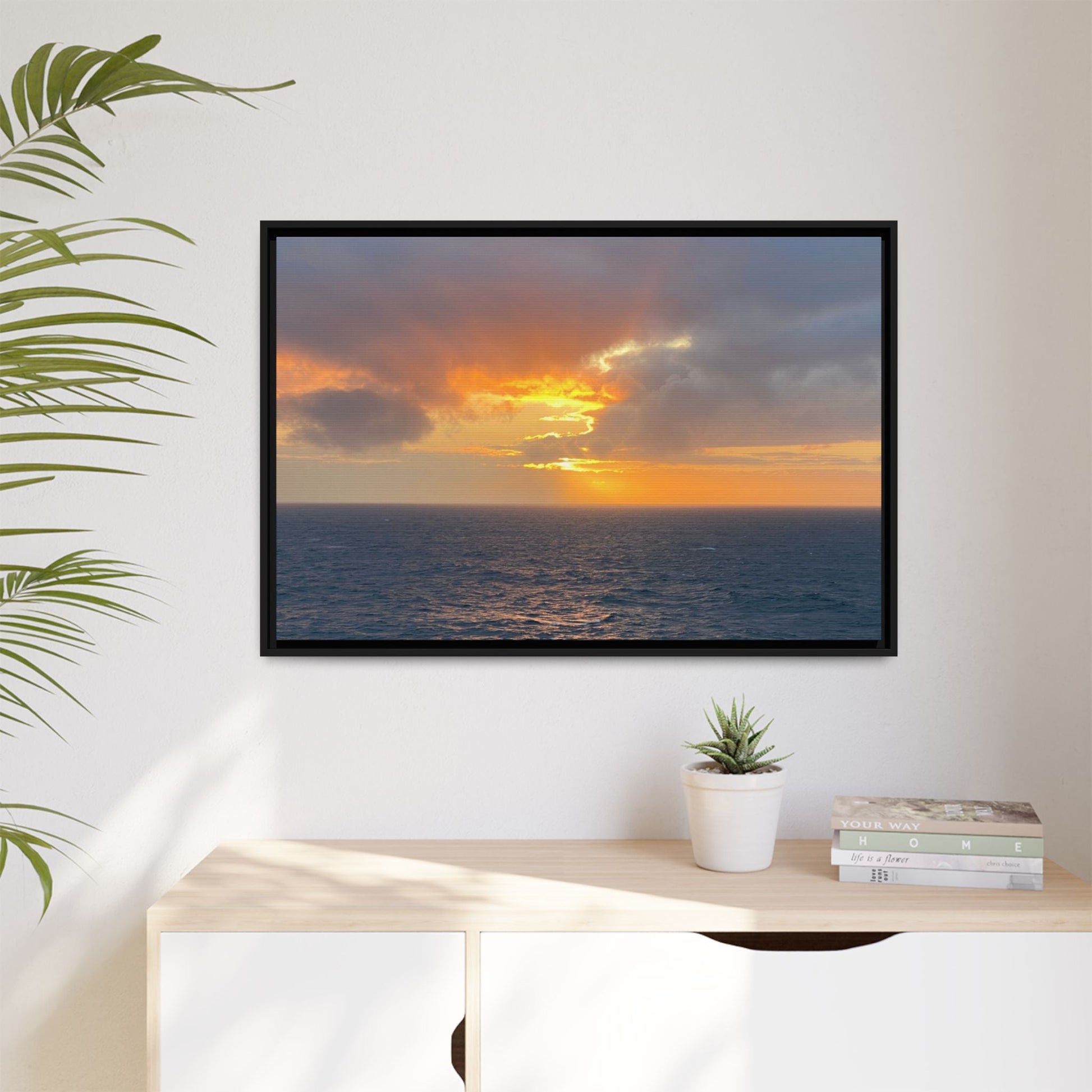 Stormy Sunset Over the Sea – Dramatic Ocean Canvas Wall Art | Moody Coastal Photography Print – 60" x 40" (Horizontal) Canvas for beach theme (43 view)