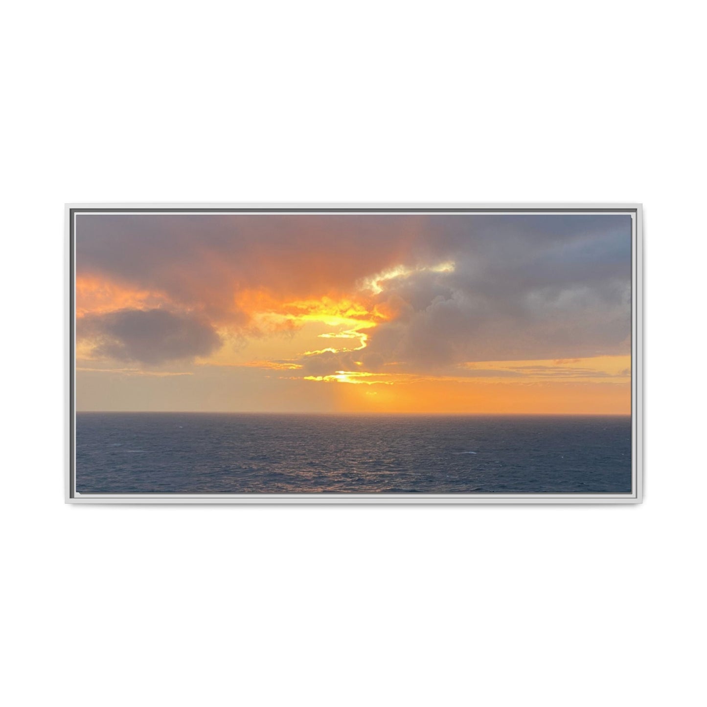 Stormy Sunset Over the Sea – Dramatic Ocean Canvas Wall Art | Moody Coastal Photography Print – 48″ x 24″ (Horizontal) Canvas for beach theme (27 view)
