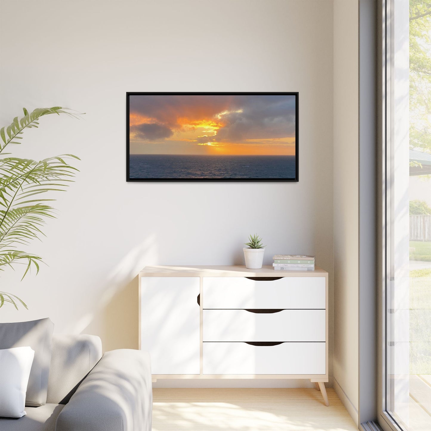 Stormy Sunset Over the Sea – Dramatic Ocean Canvas Wall Art | Moody Coastal Photography Print – 60" x 40" (Horizontal) Canvas for beach theme (112 view)