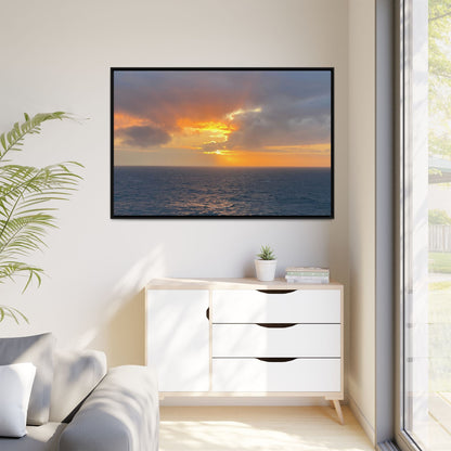 Stormy Sunset Over the Sea – Dramatic Ocean Canvas Wall Art | Moody Coastal Photography Print – 18″ x 12″ (Horizontal) Canvas for beach theme (145 view)