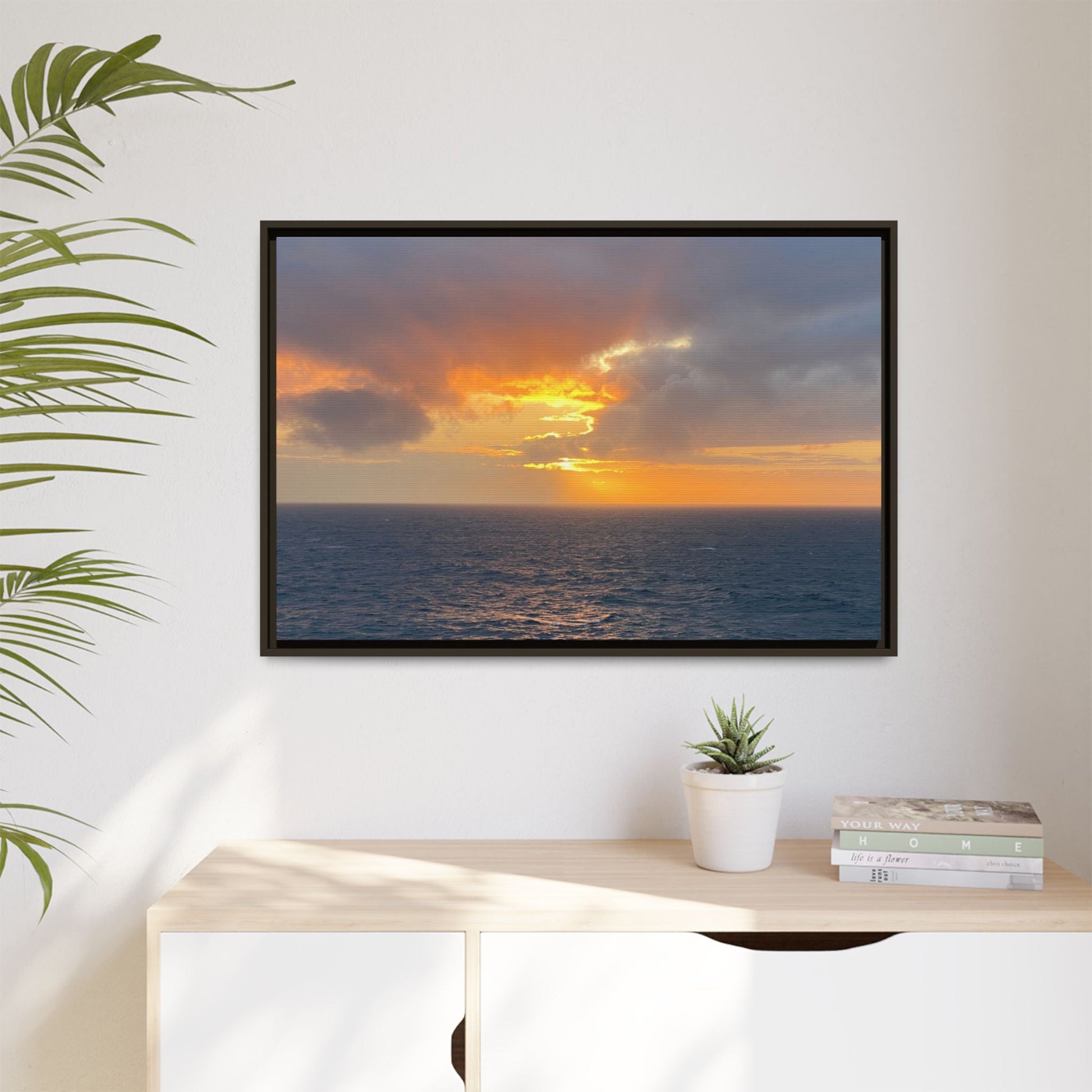 Stormy Sunset Over the Sea – Dramatic Ocean Canvas Wall Art | Moody Coastal Photography Print – 60" x 40" (Horizontal) Canvas by Printify