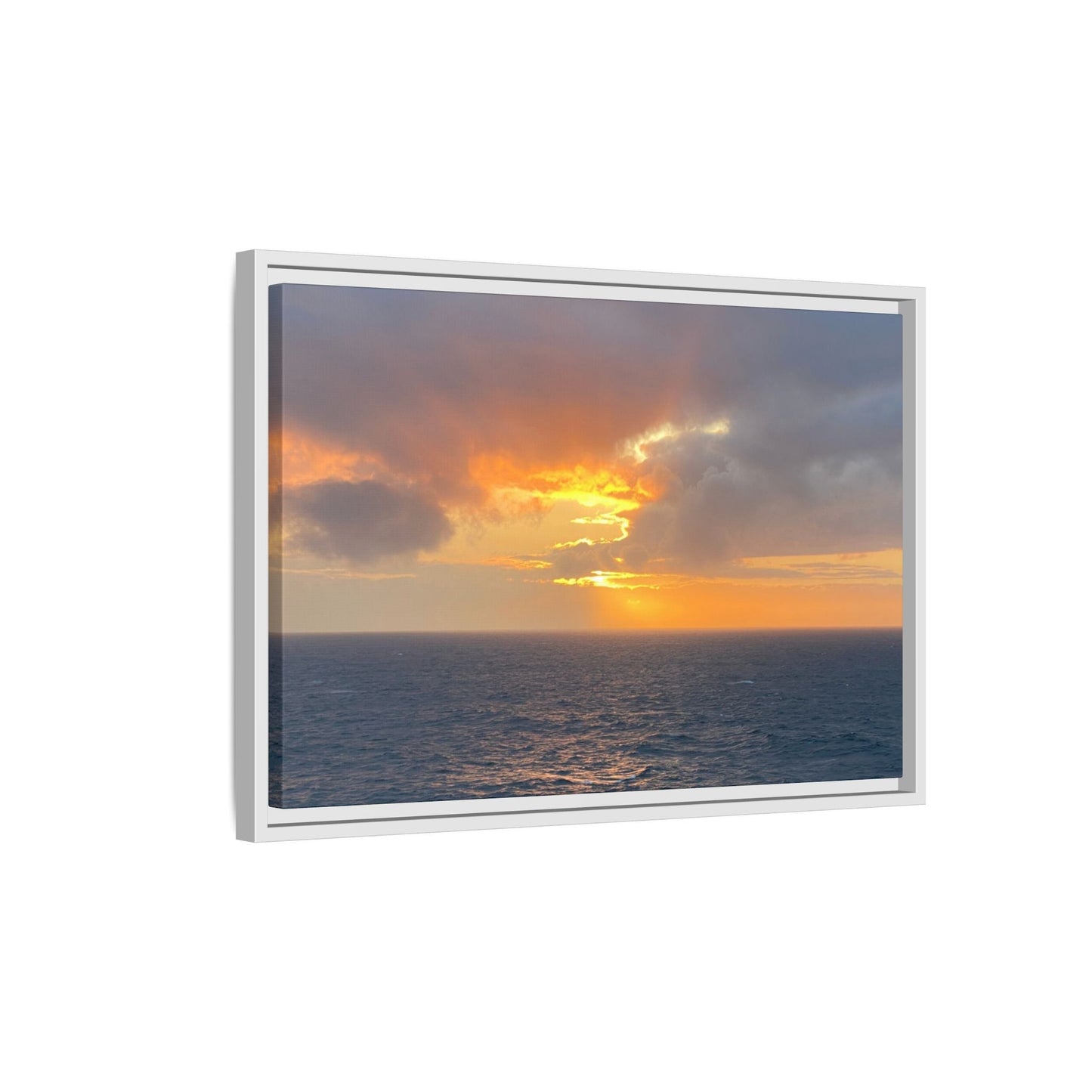 Stormy Sunset Over the Sea – Dramatic Ocean Canvas Wall Art | Moody Coastal Photography Print – 60" x 40" (Horizontal) Canvas for beach theme (90 view)