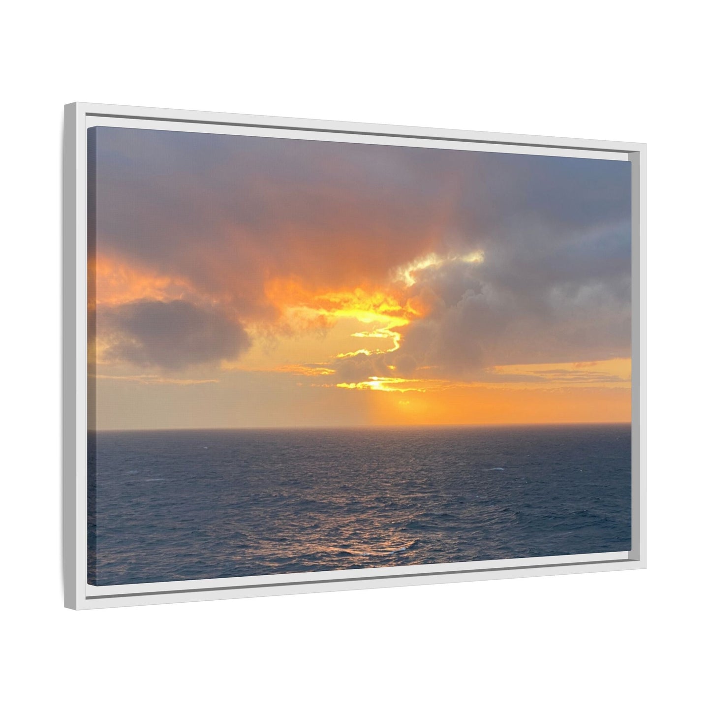 Stormy Sunset Over the Sea – Dramatic Ocean Canvas Wall Art | Moody Coastal Photography Print – 60" x 40" (Horizontal) Canvas for beach theme (51 view)