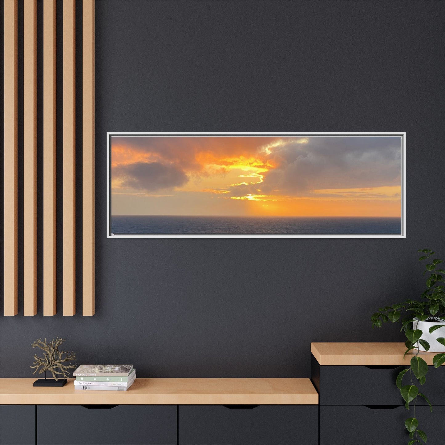 Stormy Sunset Over the Sea – Dramatic Ocean Canvas Wall Art | Moody Coastal Photography Print – 60" x 40" (Horizontal) Canvas for beach theme (125 view)