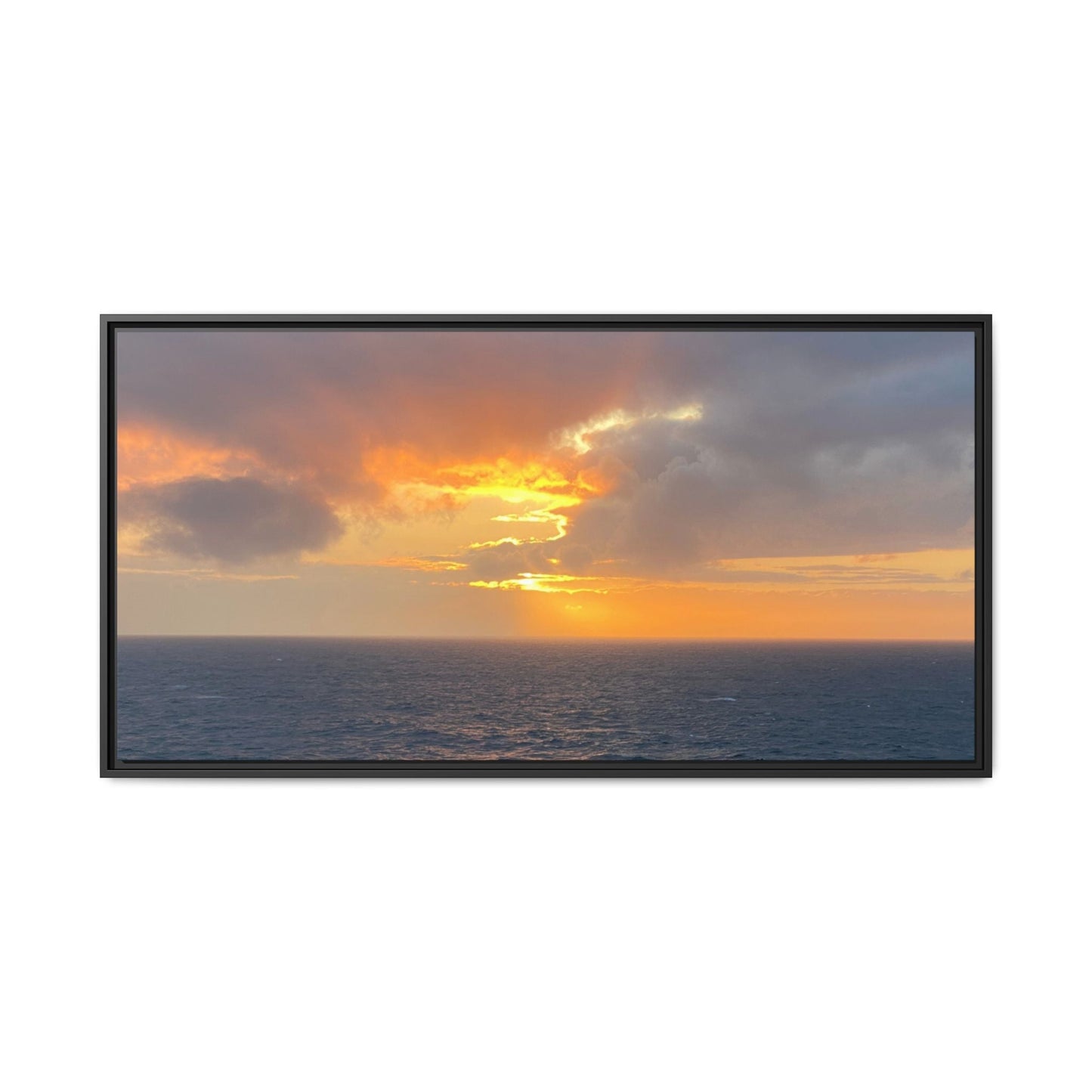 Stormy Sunset Over the Sea – Dramatic Ocean Canvas Wall Art | Moody Coastal Photography Print – 48″ x 24″ (Horizontal) Canvas for beach theme (25 view)