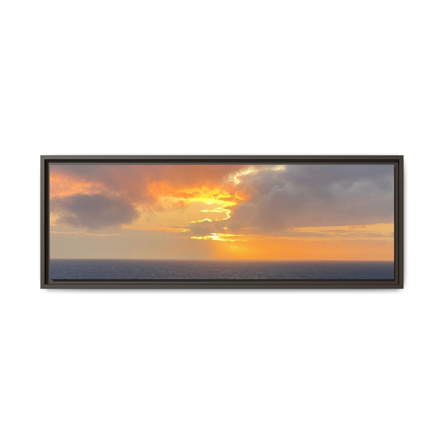 Stormy Sunset Over the Sea – Dramatic Ocean Canvas Wall Art | Moody Coastal Photography Print – 36" x 12" (Horizontal) Canvas for beach theme (20 view)
