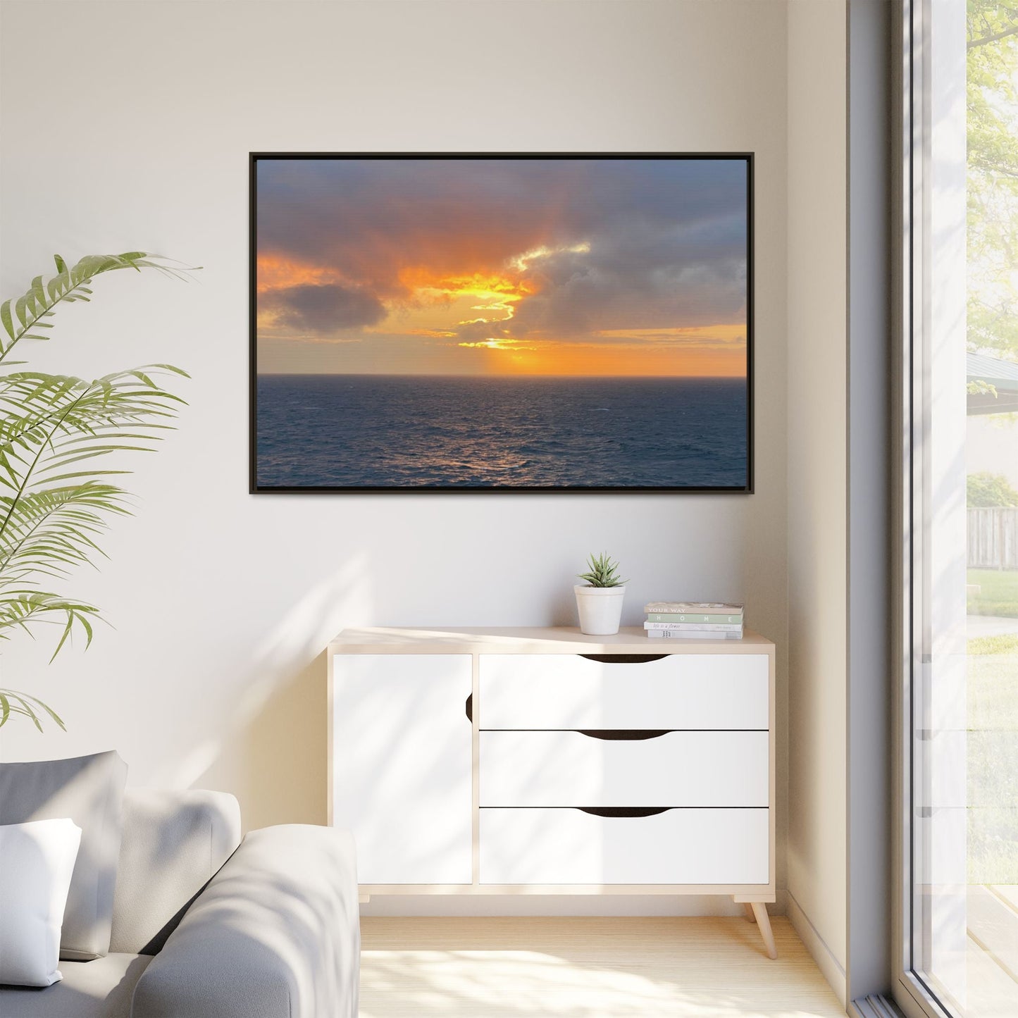 Stormy Sunset Over the Sea – Dramatic Ocean Canvas Wall Art | Moody Coastal Photography Print – 18″ x 12″ (Horizontal) Canvas for beach theme (148 view)