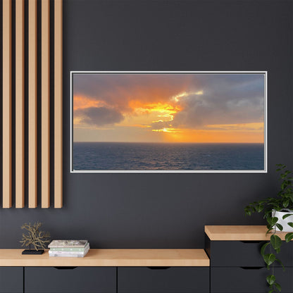 Stormy Sunset Over the Sea – Dramatic Ocean Canvas Wall Art | Moody Coastal Photography Print – 18″ x 12″ (Horizontal) Canvas for beach theme (134 view)