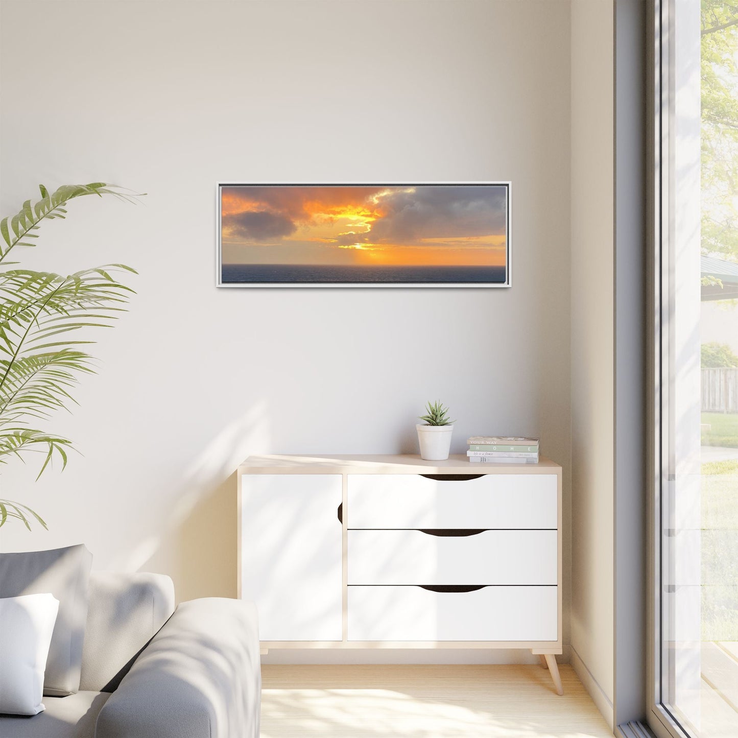 Stormy Sunset Over the Sea – Dramatic Ocean Canvas Wall Art | Moody Coastal Photography Print – 60" x 40" (Horizontal) Canvas for beach theme (73 view)