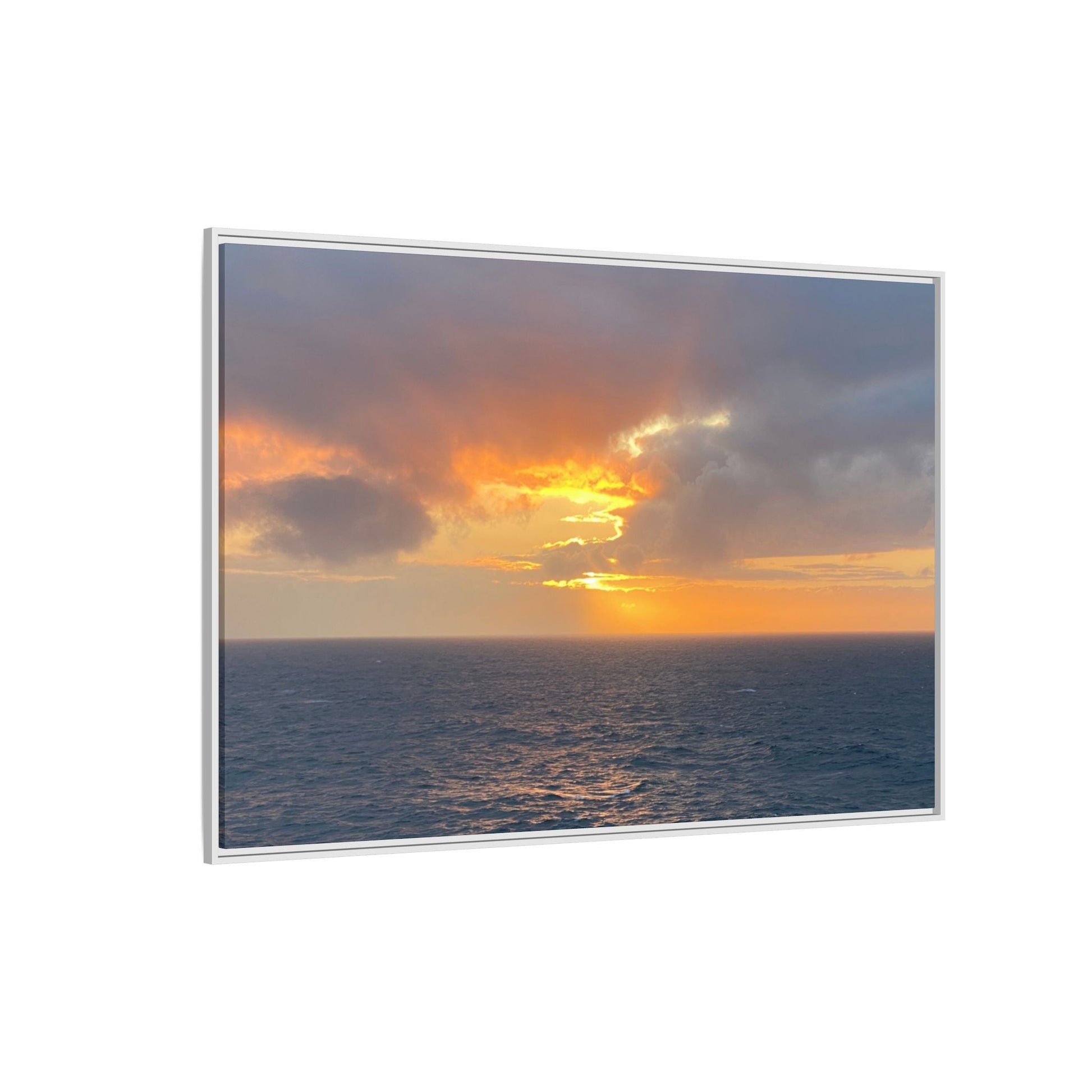 Stormy Sunset Over the Sea – Dramatic Ocean Canvas Wall Art | Moody Coastal Photography Print – 18″ x 12″ (Horizontal) Canvas for beach theme (150 view)