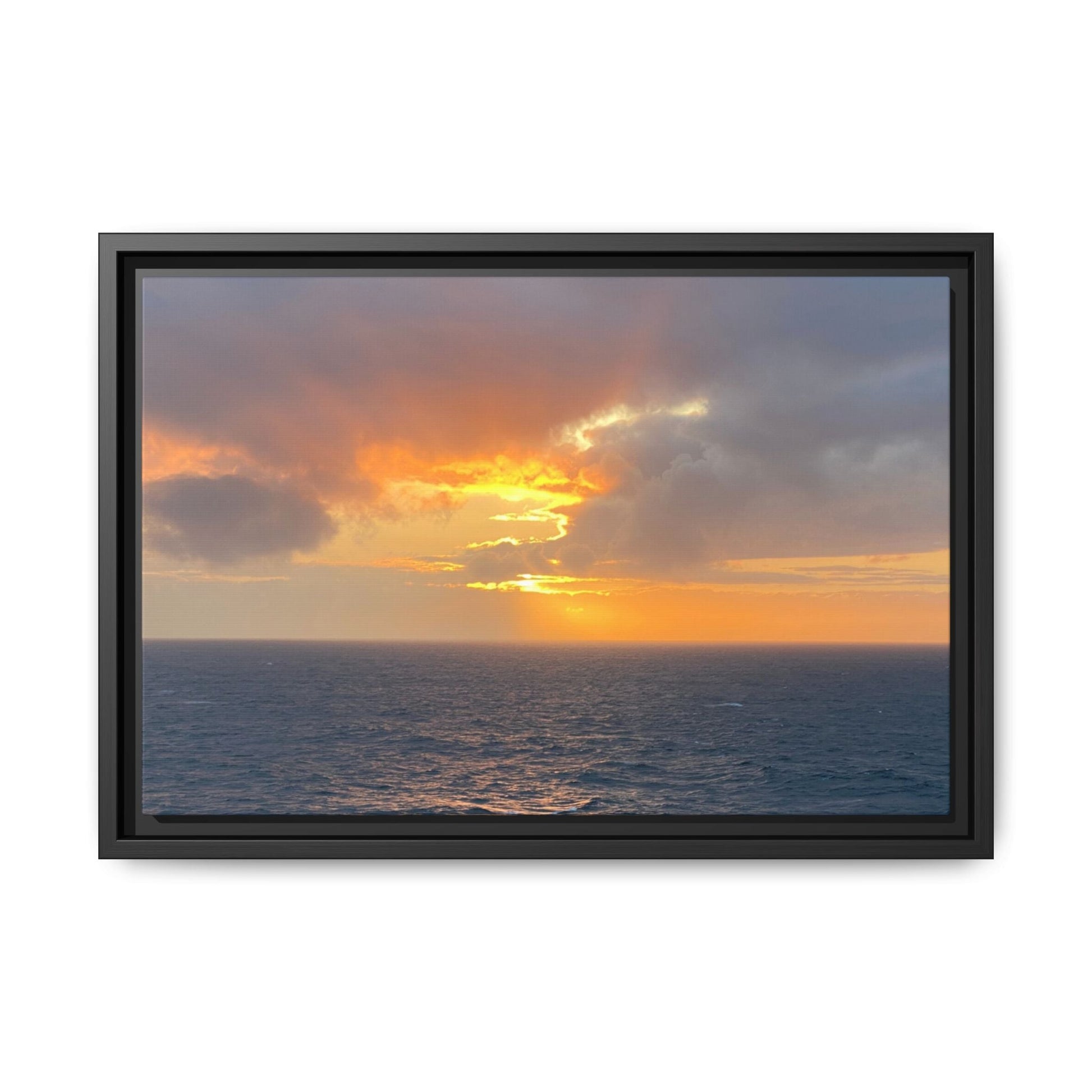 Stormy Sunset Over the Sea – Dramatic Ocean Canvas Wall Art | Moody Coastal Photography Print – 18″ x 12″ (Horizontal) Canvas for beach theme (13 view)