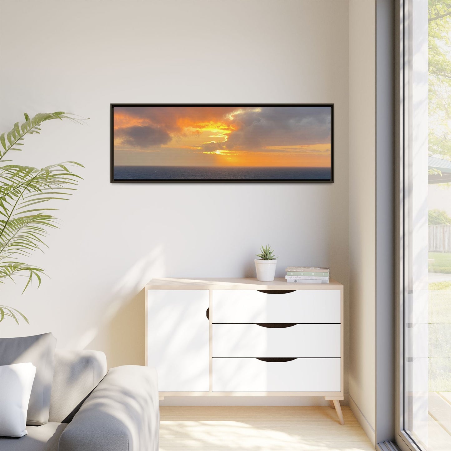 Stormy Sunset Over the Sea – Dramatic Ocean Canvas Wall Art | Moody Coastal Photography Print – 60" x 40" (Horizontal) Canvas for beach theme (121 view)