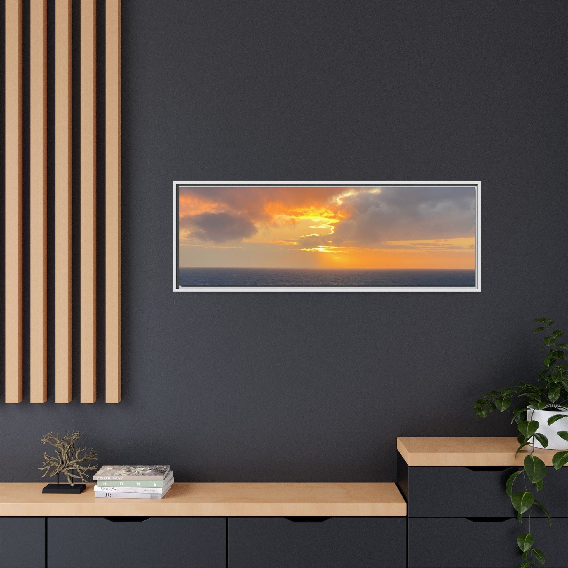 Stormy Sunset Over the Sea – Dramatic Ocean Canvas Wall Art | Moody Coastal Photography Print – 60" x 40" (Horizontal) Canvas for beach theme (74 view)