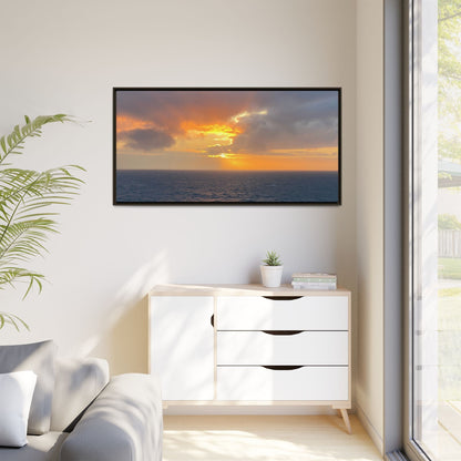 Stormy Sunset Over the Sea – Dramatic Ocean Canvas Wall Art | Moody Coastal Photography Print – 18″ x 12″ (Horizontal) Canvas for beach theme (130 view)