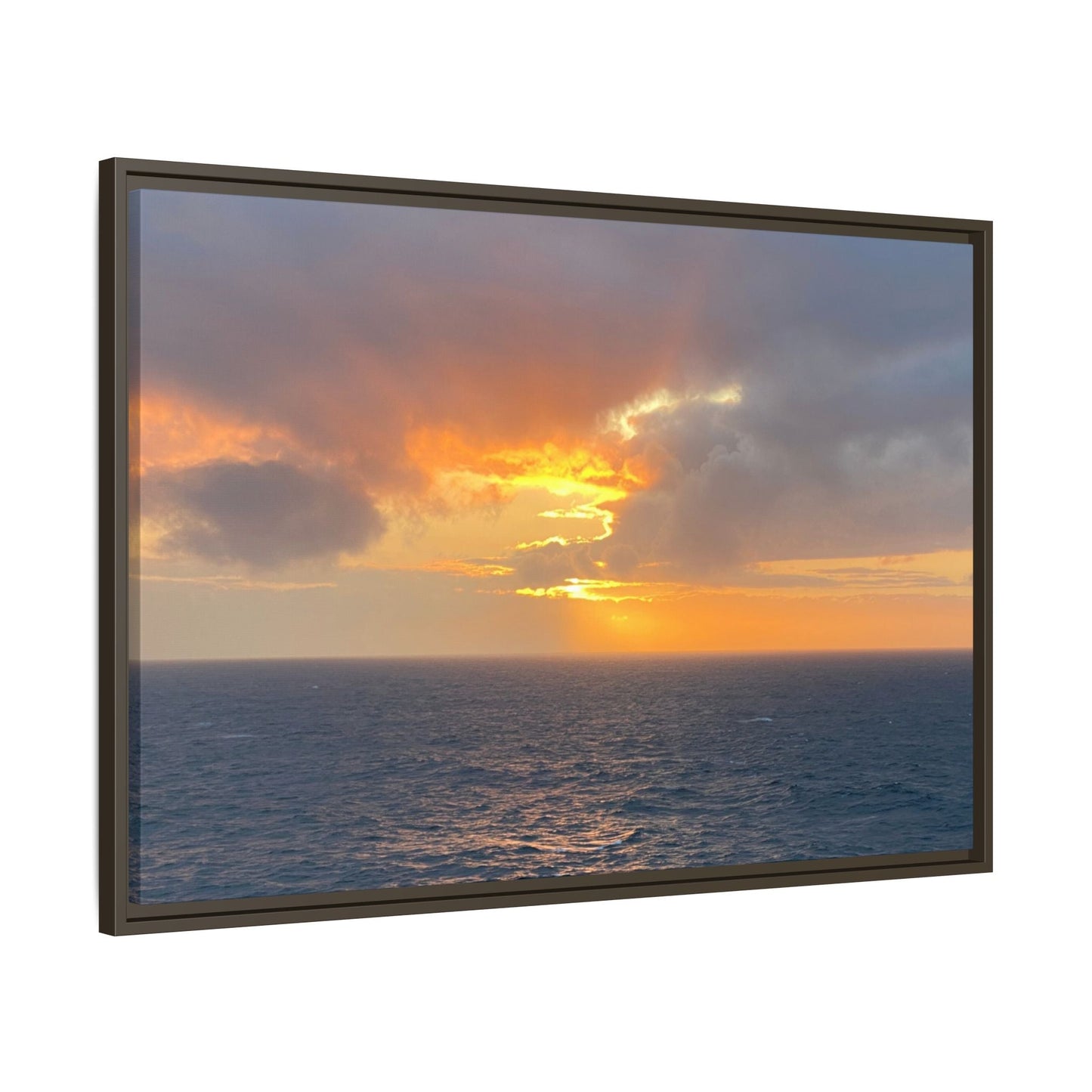 Stormy Sunset Over the Sea – Dramatic Ocean Canvas Wall Art | Moody Coastal Photography Print – 60" x 40" (Horizontal) Canvas for beach theme (54 view)