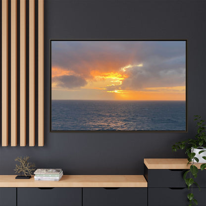 Stormy Sunset Over the Sea – Dramatic Ocean Canvas Wall Art | Moody Coastal Photography Print – 18″ x 12″ (Horizontal) Canvas for beach theme (149 view)