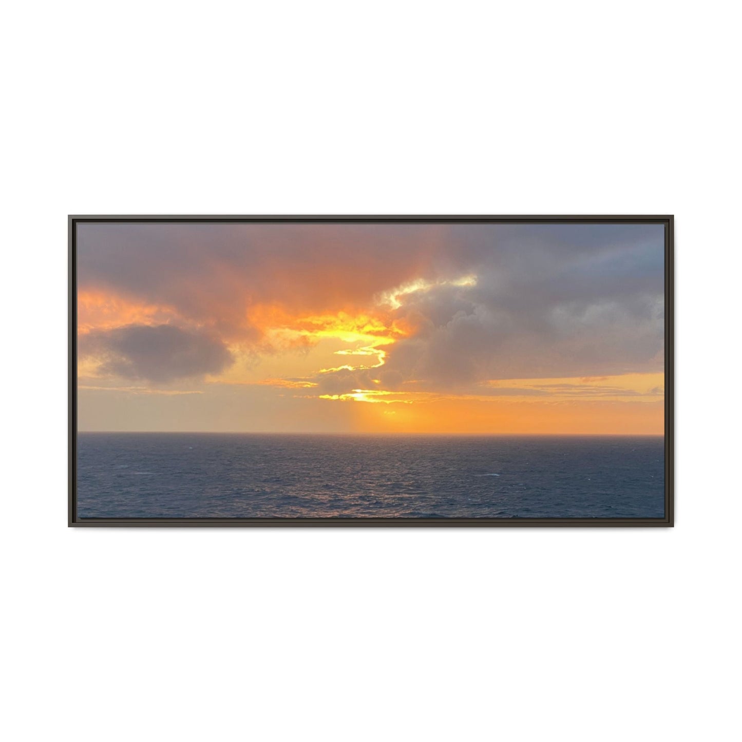 Stormy Sunset Over the Sea – Dramatic Ocean Canvas Wall Art | Moody Coastal Photography Print – 60" x 30" (Horizontal) Canvas for beach theme (31 view)