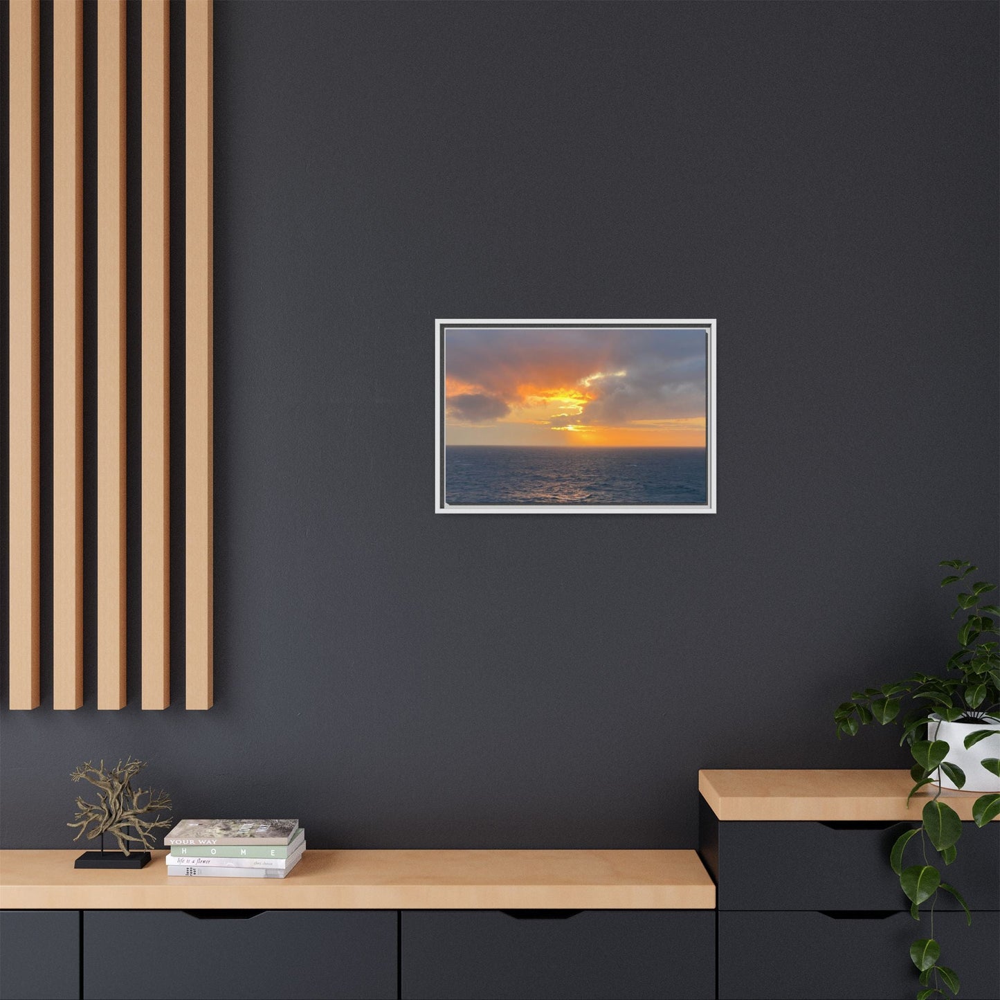 Stormy Sunset Over the Sea – Dramatic Ocean Canvas Wall Art | Moody Coastal Photography Print – 60" x 40" (Horizontal) Canvas for beach theme (92 view)