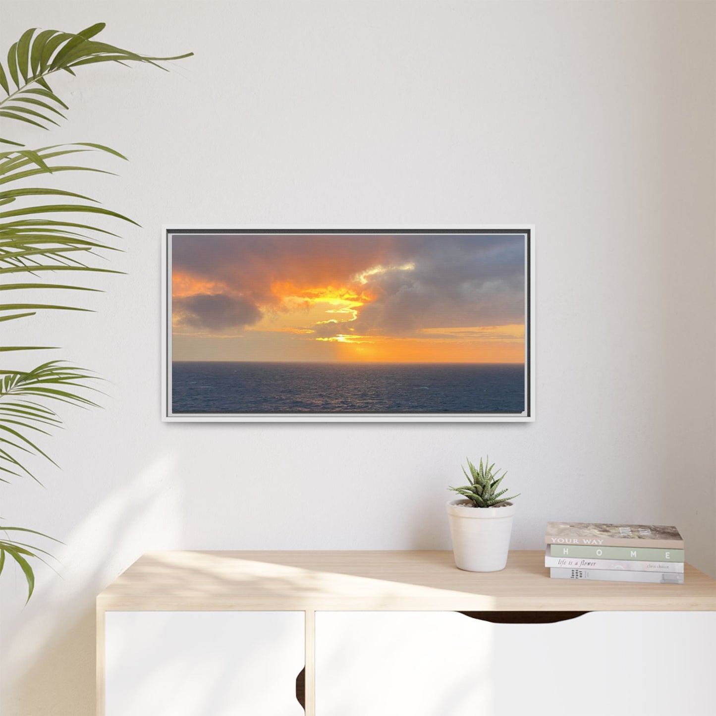 Stormy Sunset Over the Sea – Dramatic Ocean Canvas Wall Art | Moody Coastal Photography Print – 18″ x 12″ (Horizontal) Canvas for beach theme (142 view)