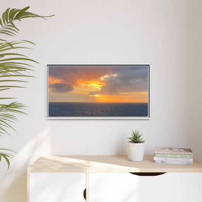 Stormy Sunset Over the Sea – Dramatic Ocean Canvas Wall Art | Moody Coastal Photography Print – 18″ x 12″ (Horizontal) Canvas for beach theme (142 view)