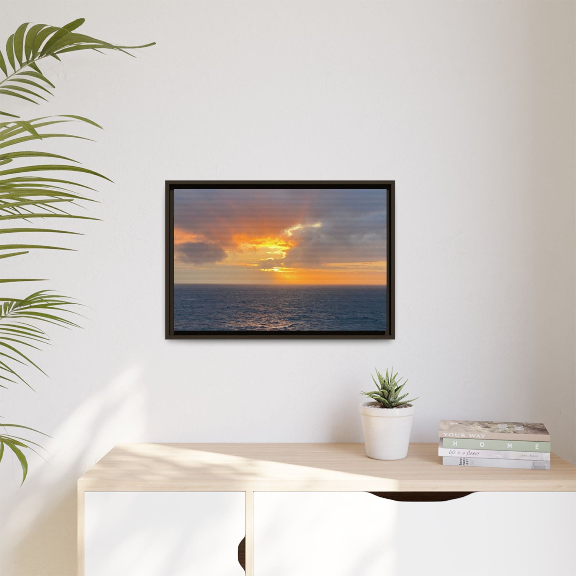 Stormy Sunset Over the Sea – Dramatic Ocean Canvas Wall Art | Moody Coastal Photography Print – 60" x 40" (Horizontal) Canvas by Printify
