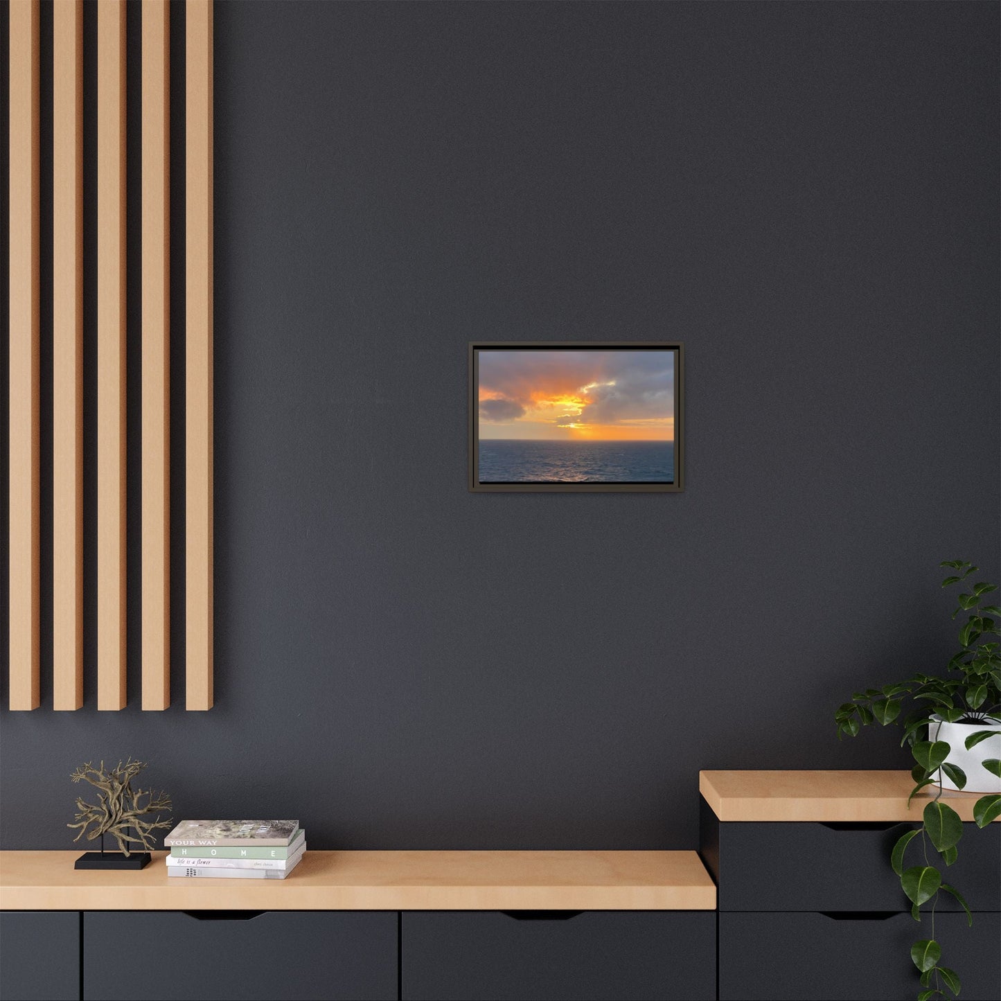Stormy Sunset Over the Sea – Dramatic Ocean Canvas Wall Art | Moody Coastal Photography Print – 60" x 40" (Horizontal) Canvas for beach theme (80 view)
