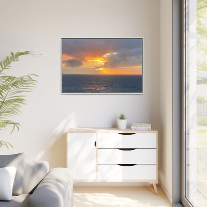 Stormy Sunset Over the Sea – Dramatic Ocean Canvas Wall Art | Moody Coastal Photography Print – 60" x 40" (Horizontal) Canvas for beach theme (64 view)