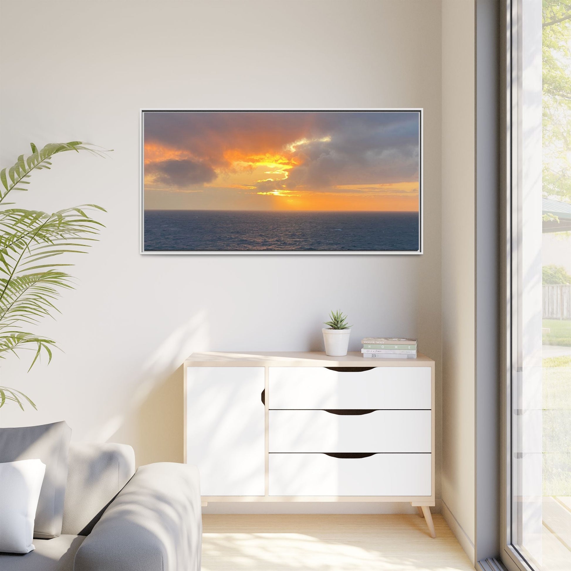 Stormy Sunset Over the Sea – Dramatic Ocean Canvas Wall Art | Moody Coastal Photography Print – 18″ x 12″ (Horizontal) Canvas for beach theme (133 view)