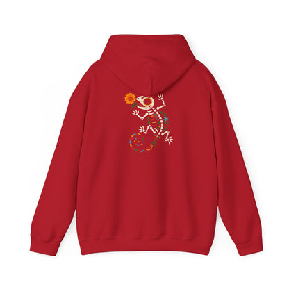Sugar Skull Lizard Hooded Sweatshirt – Floral Skeleton Charm with Day of the Dead Vibes | Lizard Designs – S Hoodie by Printify
