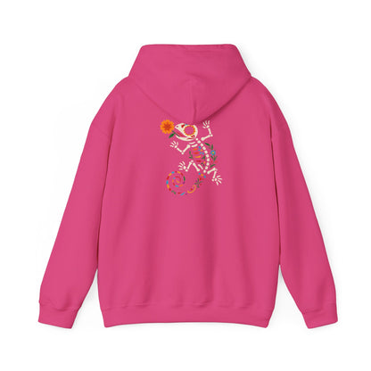 Sugar Skull Lizard Hooded Sweatshirt – Floral Skeleton Charm with Day of the Dead Vibes | Lizard Designs – S Hoodie by Printify