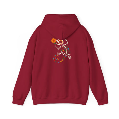 Sugar Skull Lizard Hooded Sweatshirt – Floral Skeleton Charm with Day of the Dead Vibes | Lizard Designs – S Hoodie by Printify