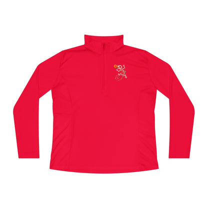 Sugar Skull Lizard Quarter - Zip Pullover – Floral Skeleton Charm with Day of the Dead Vibes | Lizard Designs – True Red Long - sleeve by Printify
