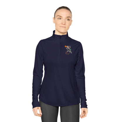 Sugar Skull Lizard Quarter - Zip Pullover – Floral Skeleton Charm with Day of the Dead Vibes | Lizard Designs – True Navy Long - sleeve by Printify