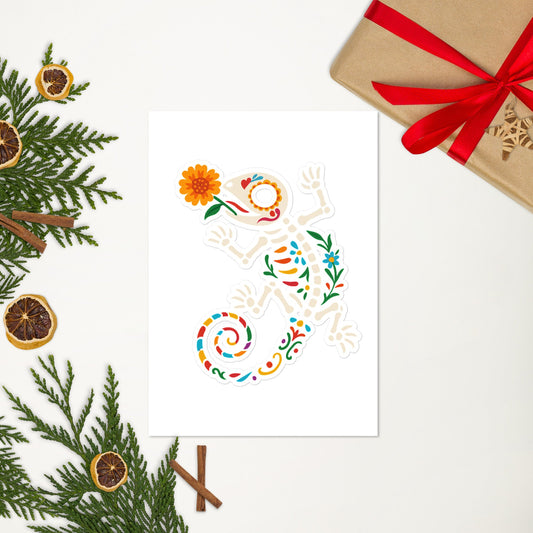 Sugar Skull Lizard Sticker sheet – Floral Skeleton Charm with Day of the Dead Vibes | Lizard Designs – Sticker for DOD lizard (1 view)