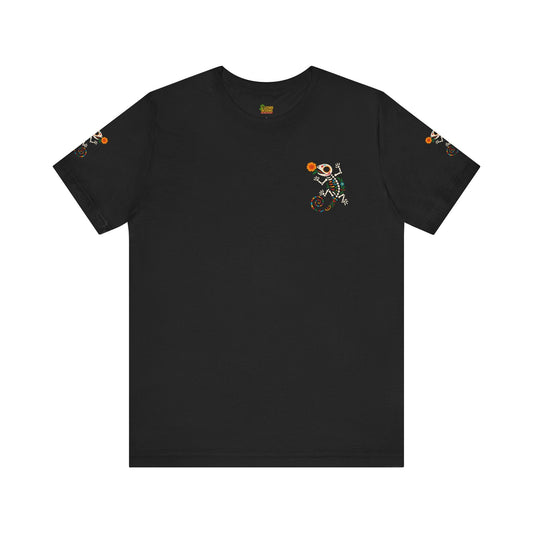 Sugar Skull Lizard Tee – Floral Skeleton Charm with Day of the Dead Vibes | Lizard Designs Shirt – Black T-Shirt for artsy apparel (1 view)