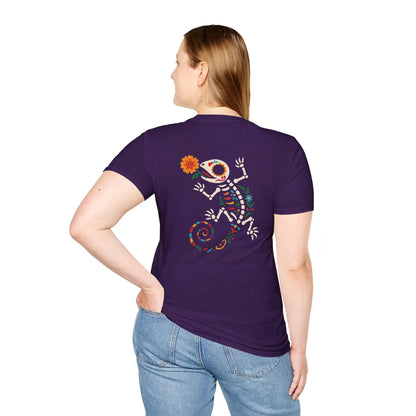 Sugar Skull Lizard Tee – Floral Skeleton Charm with Day of the Dead Vibes | Lizard Designs Shirt – Purple T-Shirt for casual wear (55 view)