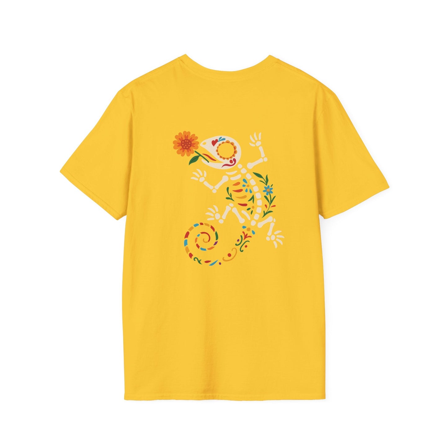 Sugar Skull Lizard Tee – Floral Skeleton Charm with Day of the Dead Vibes | Lizard Designs Shirt – Daisy T-Shirt for casual wear (17 view)