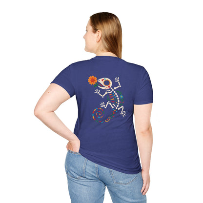 Sugar Skull Lizard Tee – Floral Skeleton Charm with Day of the Dead Vibes | Lizard Designs Shirt – Metro Blue T-Shirt for casual wear (50 view)