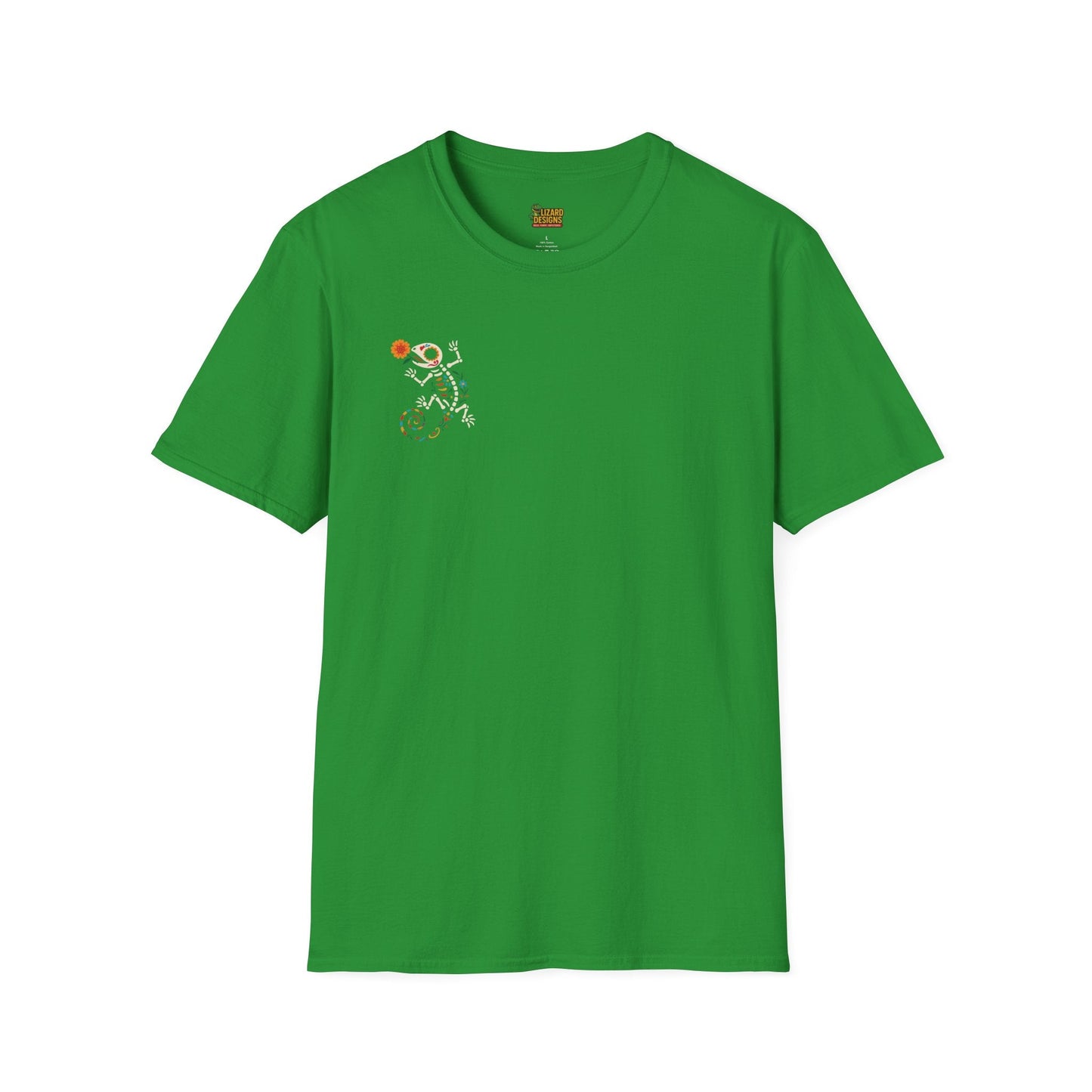 Sugar Skull Lizard Tee – Floral Skeleton Charm with Day of the Dead Vibes | Lizard Designs Shirt – Irish Green T-Shirt for casual wear (26 view)