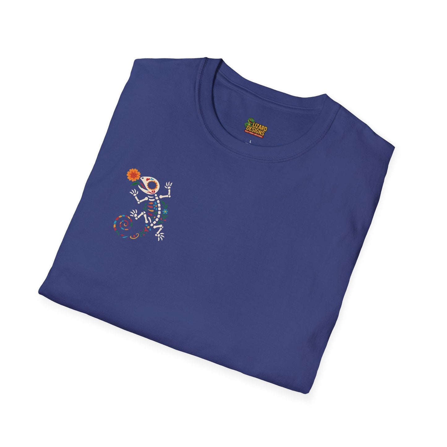 Sugar Skull Lizard Tee – Floral Skeleton Charm with Day of the Dead Vibes | Lizard Designs Shirt – Metro Blue T-Shirt for casual wear (48 view)