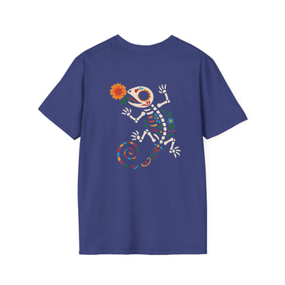 Sugar Skull Lizard Tee – Floral Skeleton Charm with Day of the Dead Vibes | Lizard Designs Shirt – Metro Blue T-Shirt for casual wear (47 view)