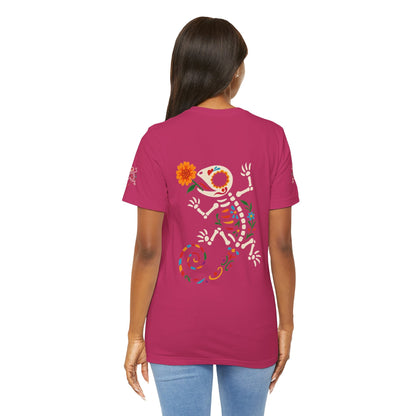 Sugar Skull Lizard Tee – Floral Skeleton Charm with Day of the Dead Vibes | Lizard Designs Shirt – Berry T-Shirt by Printify