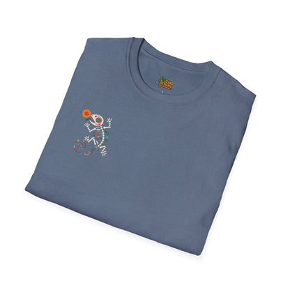 Sugar Skull Lizard Tee – Floral Skeleton Charm with Day of the Dead Vibes | Lizard Designs Shirt – Heather Indigo T-Shirt for casual wear (33 view)