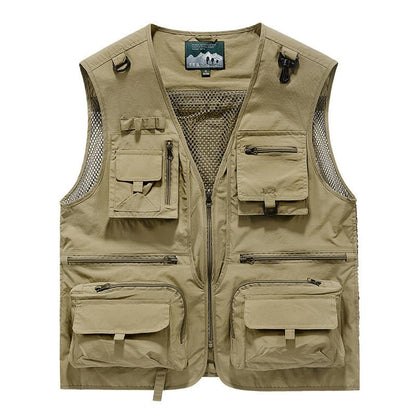 Summer Tactical Vest – 14 - Pocket Lightweight Mesh | Fishing, Hiking, Photography & Work – Brown Coats & Jackets for ExtendedShip (2 view)
