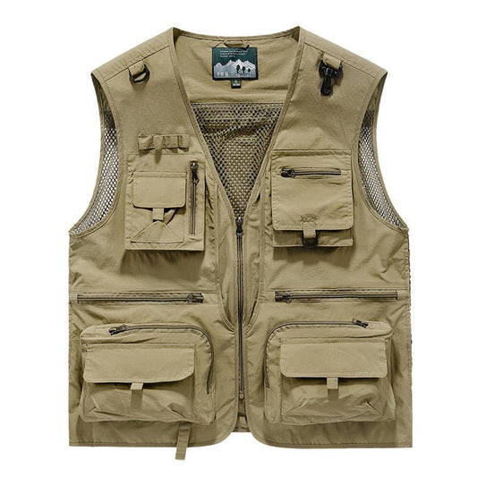 Summer Tactical Vest – 14 - Pocket Lightweight Mesh | Fishing, Hiking, Photography & Work – Brown Coats & Jackets for ExtendedShip (2 view)