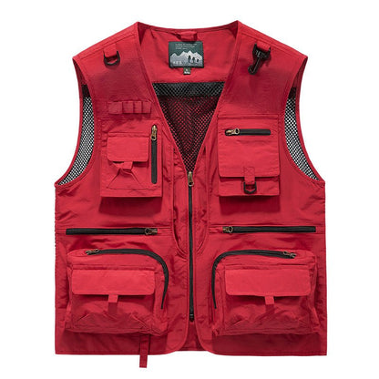 Summer Tactical Vest – 14 - Pocket Lightweight Mesh | Fishing, Hiking, Photography & Work – Red Coats & Jackets for ExtendedShip (6 view)