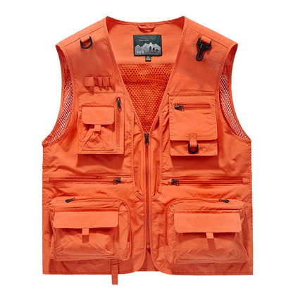 Summer Tactical Vest – 14 - Pocket Lightweight Mesh | Fishing, Hiking, Photography & Work – Orange Coats & Jackets for ExtendedShip (5 view)