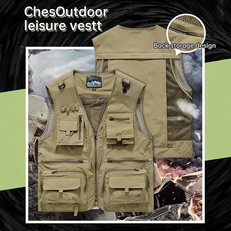 Summer Tactical Vest – 14 - Pocket Lightweight Mesh | Fishing, Hiking, Photography & Work – Gray Coats & Jackets for ExtendedShip (14 view)
