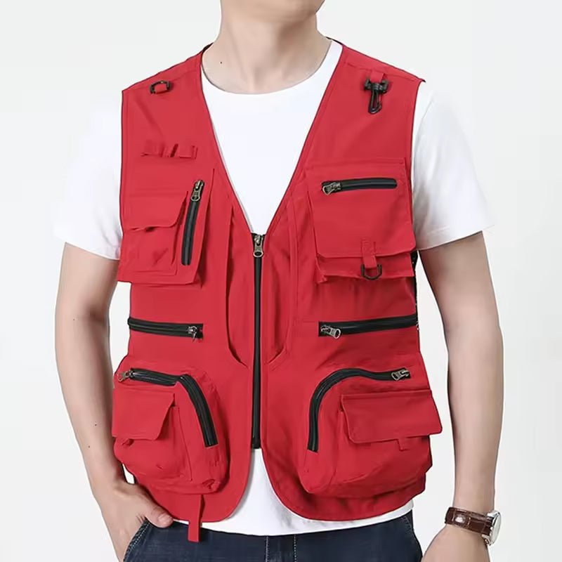 Summer Tactical Vest – 14 - Pocket Lightweight Mesh | Fishing, Hiking, Photography & Work – Gray Coats & Jackets for ExtendedShip (9 view)
